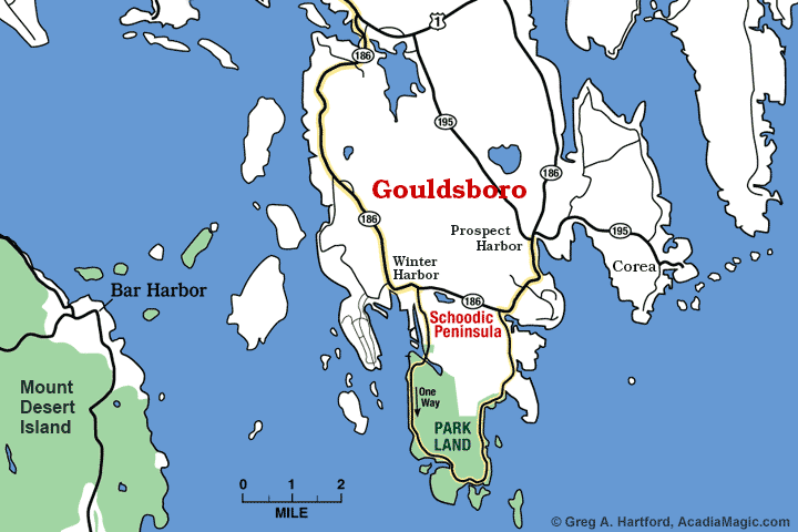 Location map of Gouldsboro, Maine