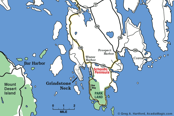 Location map of Grindstone Neck, Maine