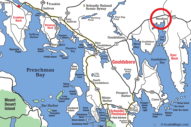 Location map of Steuben, Maine