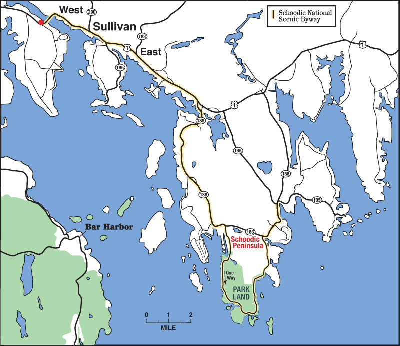 Location map of Sullivan, Maine