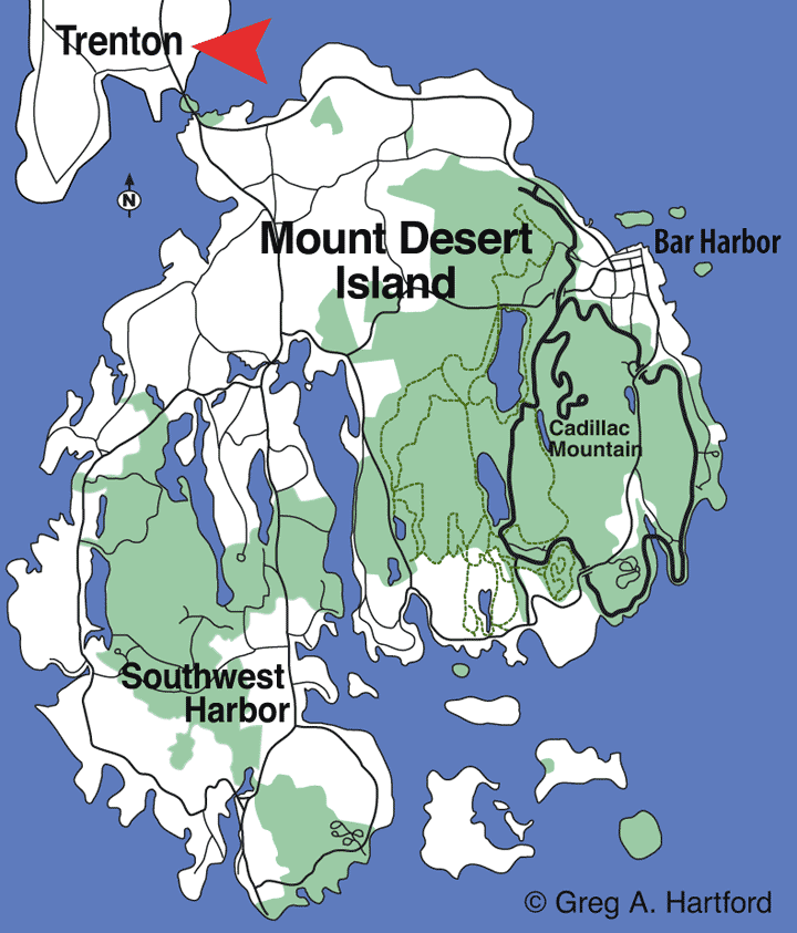 Location map for Trenton, Maine