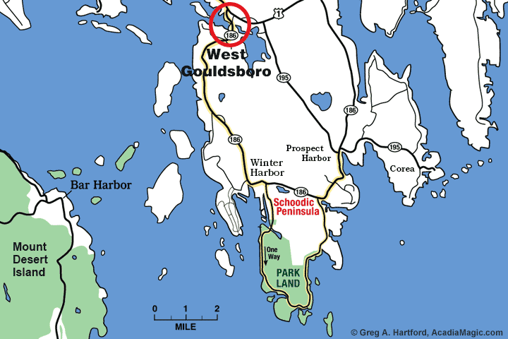 Location map of West Gouldsboro, Maine