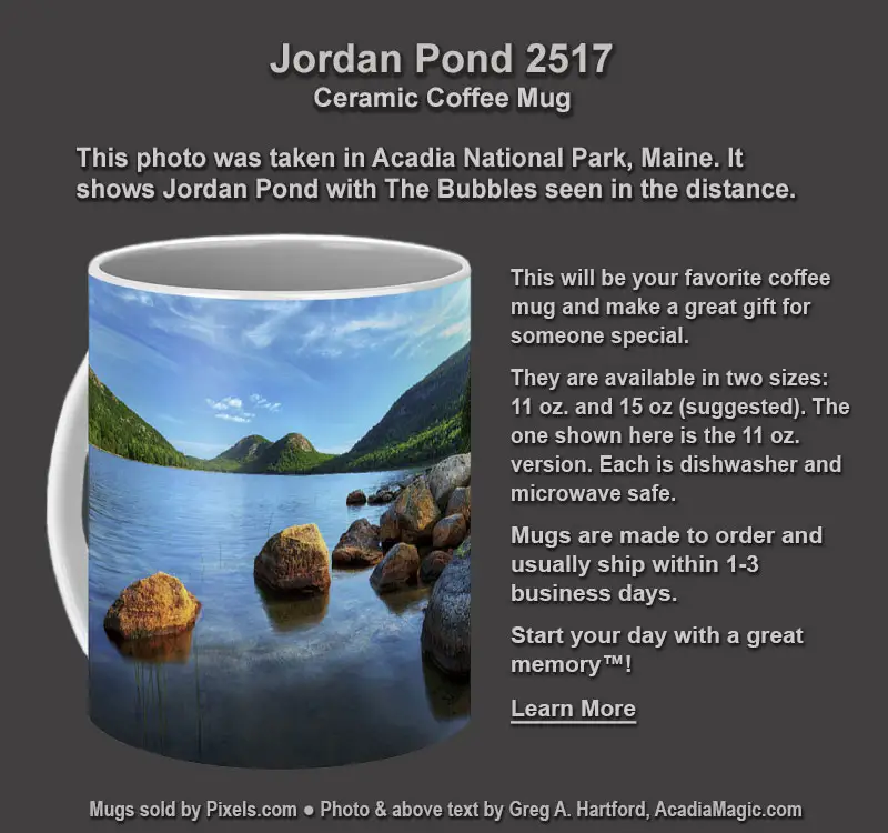 Coffee Mug with photo of Jordan Pond in Acadia