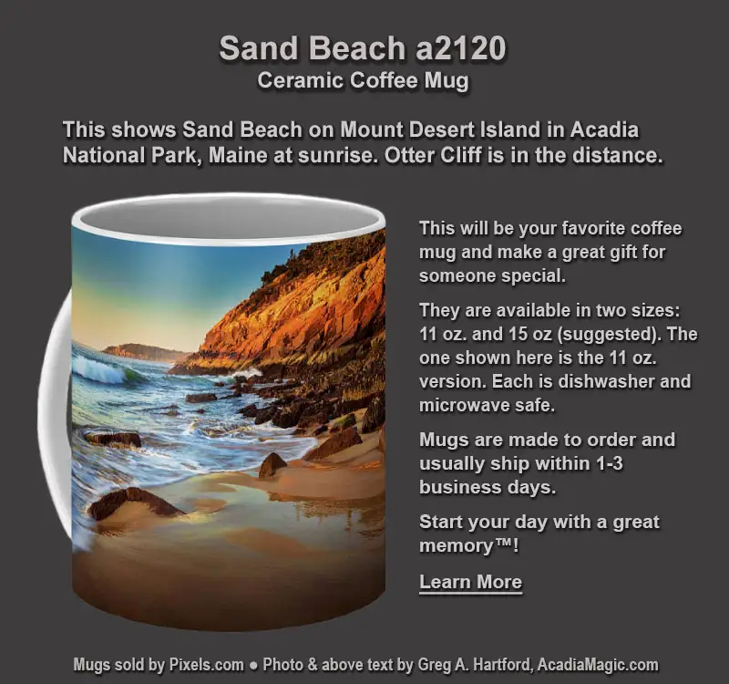 Coffee Mug with photo of Sand Beach in Acadia