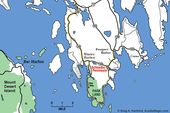 Map of the Schoodic Peninsula Area